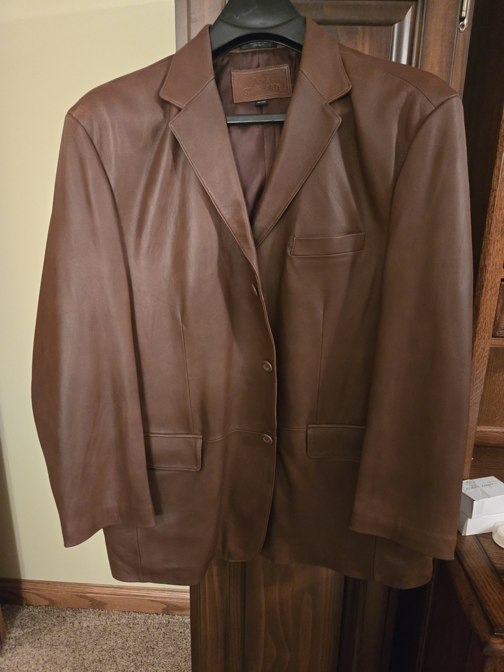 Brown Leather Blazer Jacket - Classic Men's Coat